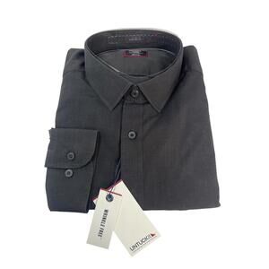 UNTUCKit Shirt Mens XL Black Stone Wrinkle Free Regular Button Up Long Sleeve